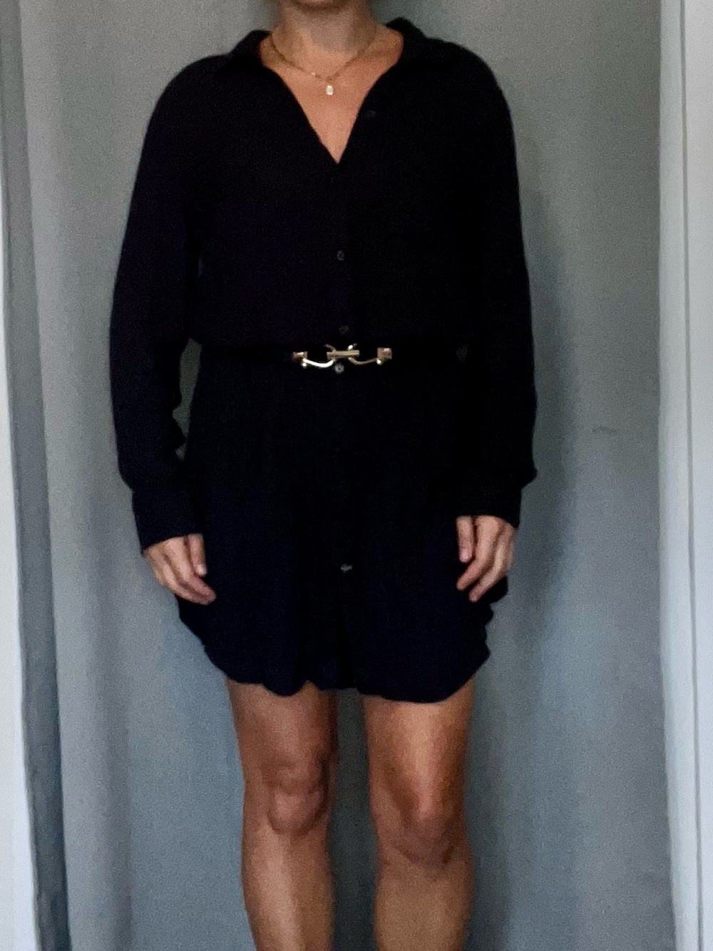Rails Navy/Black Button-Front Flannel Mini Dress